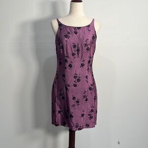 Vintage Y2k Mini Dress Purple Floral Bodycon 90's Cocktail Prom Hoco